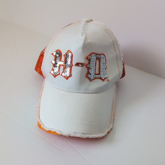 Y2K Harley-Davidson Trucker Hat Snapback Mesh - Rhinestone Sequin Edgy 2000s - Picture 5 of 9